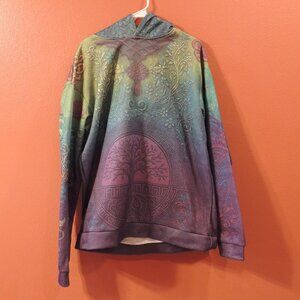 Celtic Hoodie Tree Life Woman X Large Purple Yellow Long Sleeve Pullover Hoodie